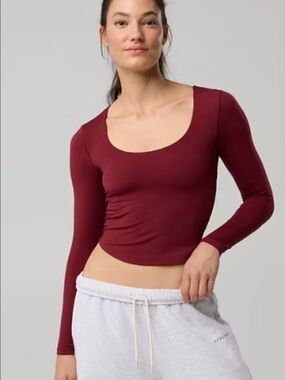 aerie Long Sleeve Scoop Neck Top — Wine